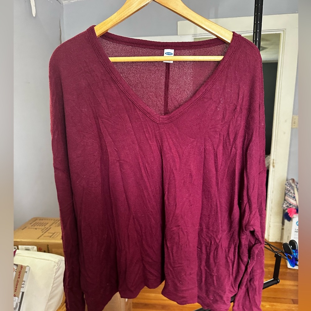 Burgundy cotton top | old Navy | size XL